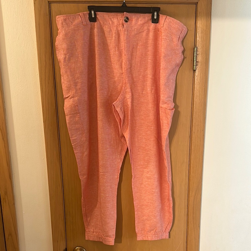 Sonoma Kohl’s Women’s Linen Jogger Pants New Coral Pink Plus Size 26W